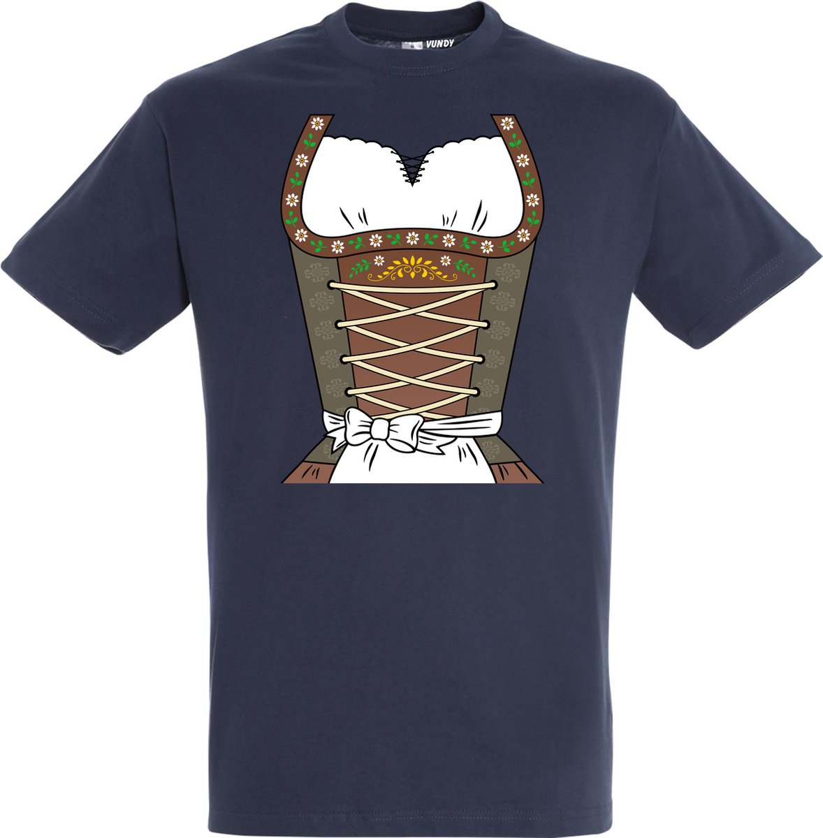 T-shirt Dirndl | Oktoberfest dames heren | Tiroler outfit | Navy | maat XL